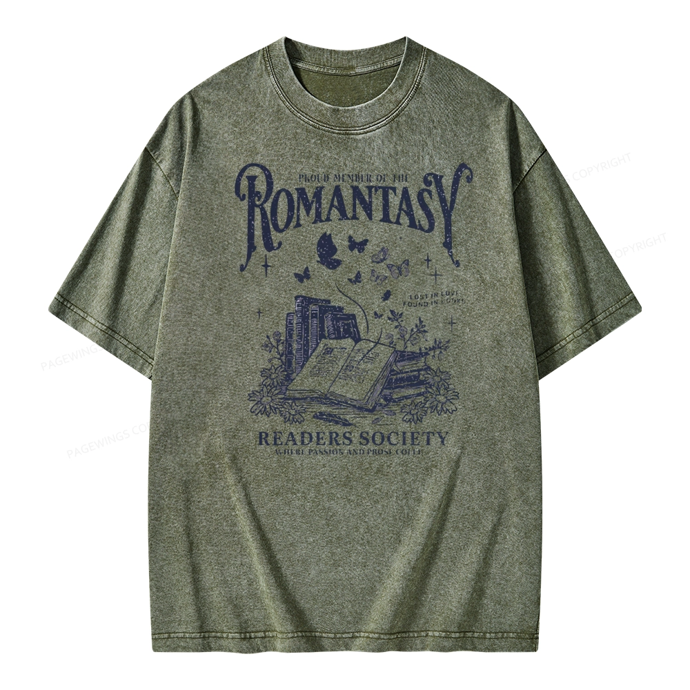 Pagewings Romantasy Bookworm Club Unisex Washed T-shirt
