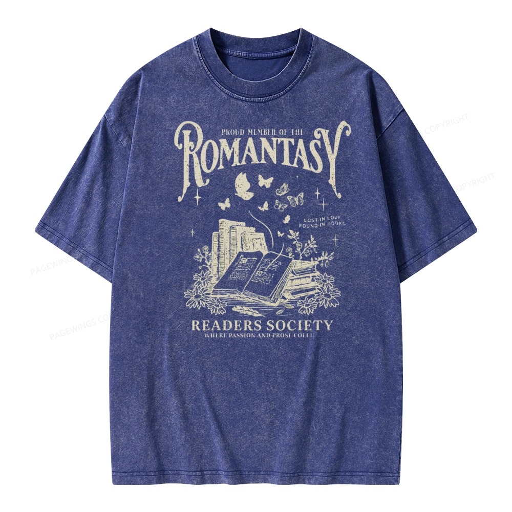 Pagewings Romantasy Bookworm Club Unisex Washed T-shirt