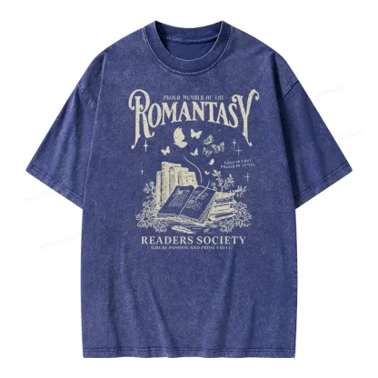 Pagewings Romantasy Bookworm Club Unisex Washed T-shirt