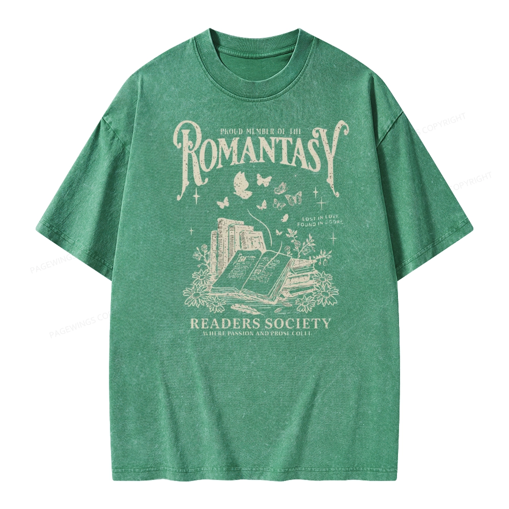 Pagewings Romantasy Bookworm Club Unisex Washed T-shirt