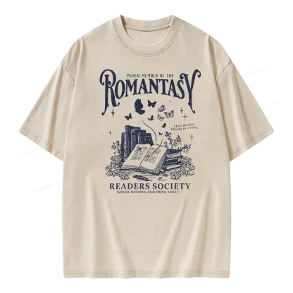 Pagewings Romantasy Bookworm Club Unisex Washed T-shirt