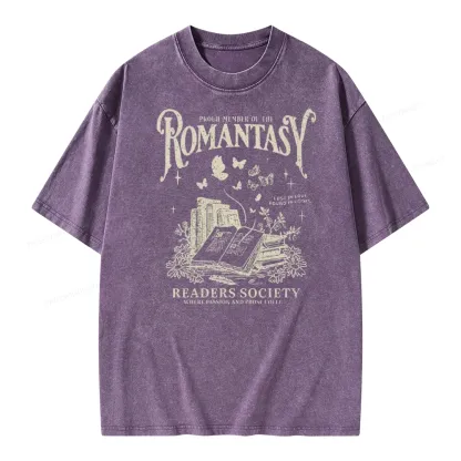 Pagewings Romantasy Bookworm Club Unisex Washed T-shirt