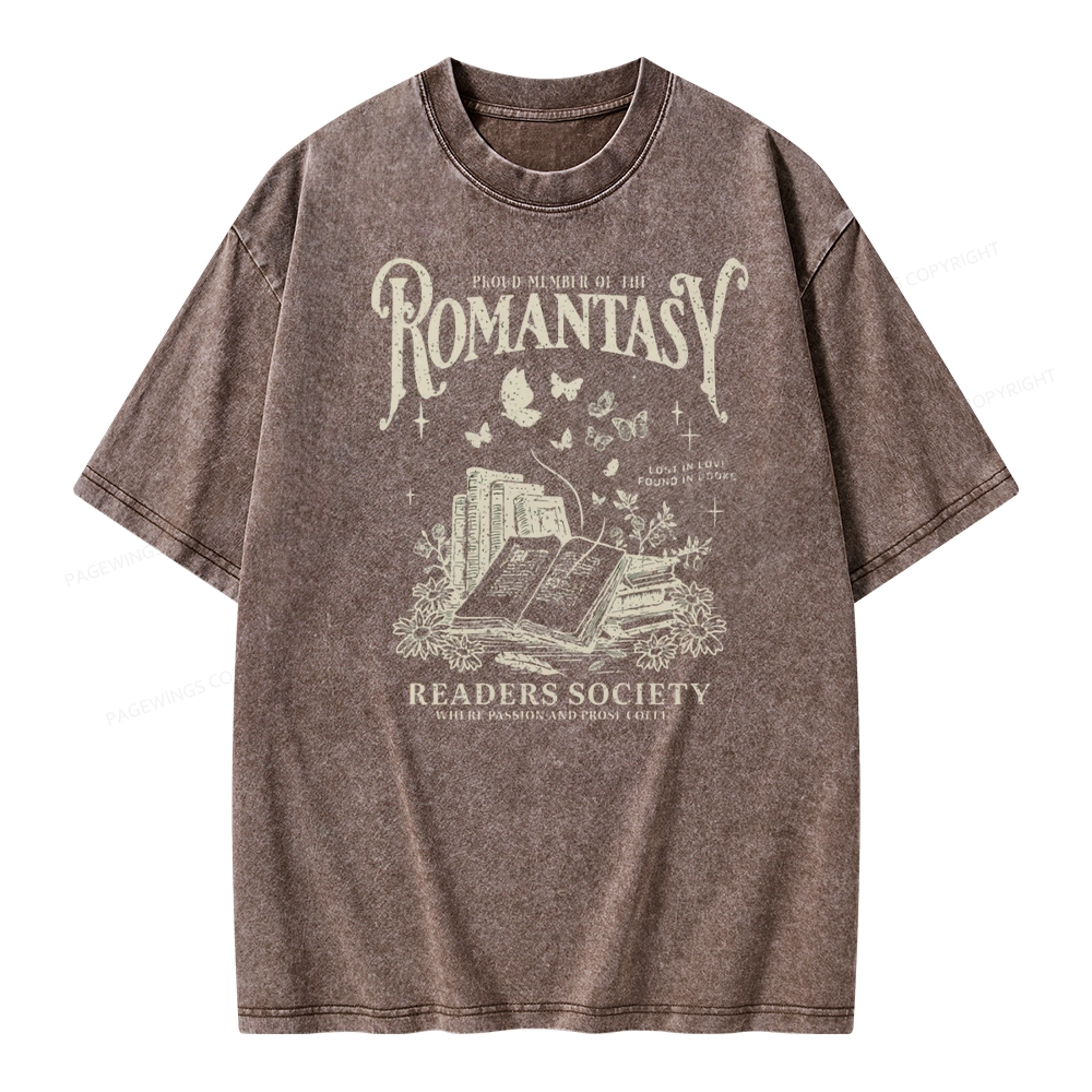 Pagewings Romantasy Bookworm Club Unisex Washed T-shirt