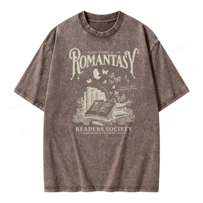 Pagewings Romantasy Bookworm Club Unisex Washed T-shirt