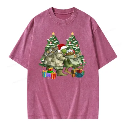 Pagewings Christmas Frog and Toad Unisex Washed T-shirt