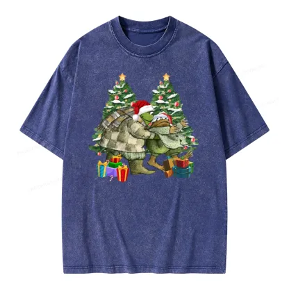Pagewings Christmas Frog and Toad Unisex Washed T-shirt