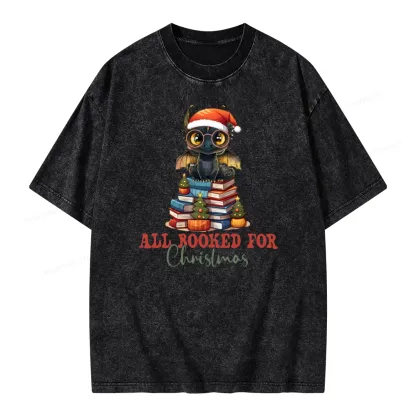 Pagewings Christmas Holiday Dragon Reader Unisex Washed T-shirt