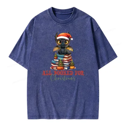Pagewings Christmas Holiday Dragon Reader Unisex Washed T-shirt