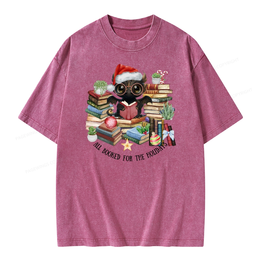 Pagewings Christmas Dragon Reader Unisex Washed T-shirt