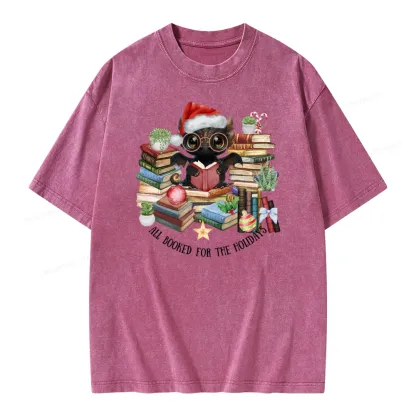 Pagewings Christmas Dragon Reader Unisex Washed T-shirt