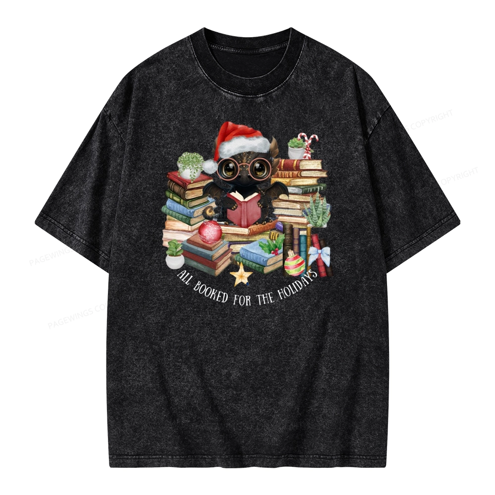 Pagewings Christmas Dragon Reader Unisex Washed T-shirt