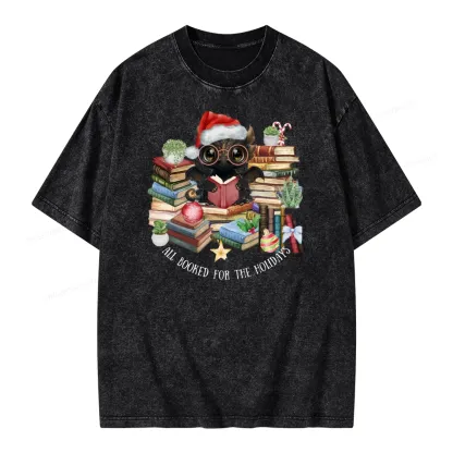 Pagewings Christmas Dragon Reader Unisex Washed T-shirt