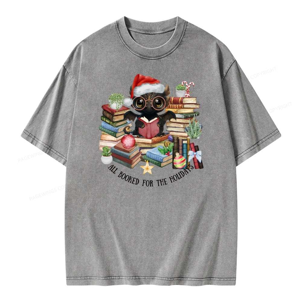 Pagewings Christmas Dragon Reader Unisex Washed T-shirt