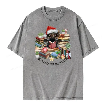 Pagewings Christmas Dragon Reader Unisex Washed T-shirt