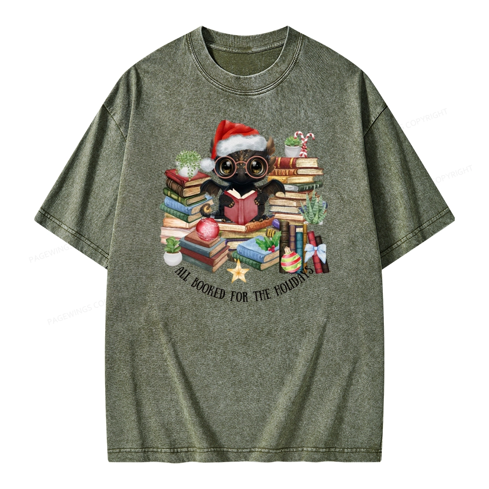 Pagewings Christmas Dragon Reader Unisex Washed T-shirt
