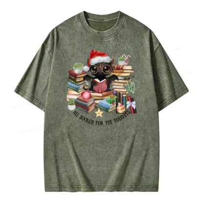 Pagewings Christmas Dragon Reader Unisex Washed T-shirt