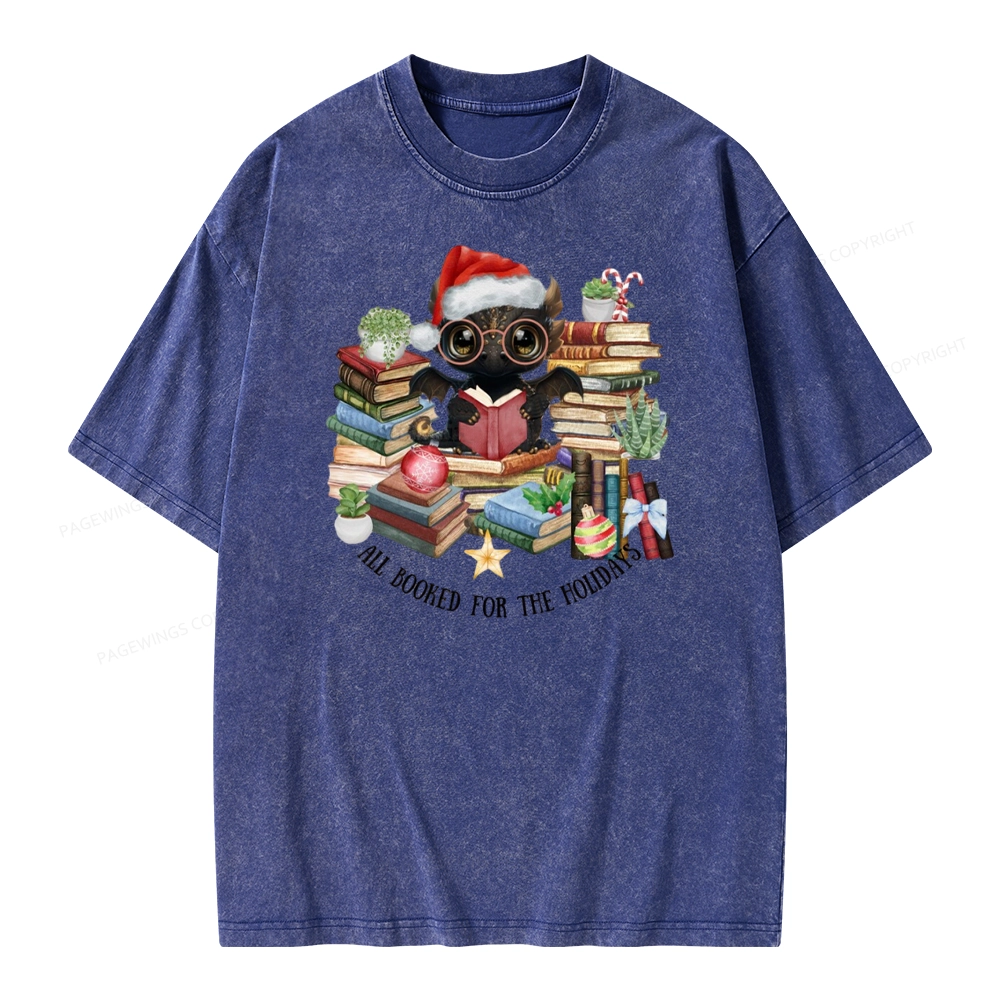Pagewings Christmas Dragon Reader Unisex Washed T-shirt