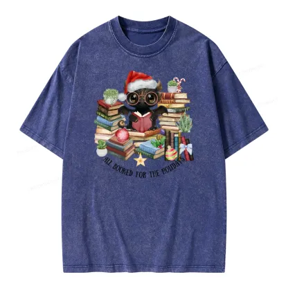 Pagewings Christmas Dragon Reader Unisex Washed T-shirt