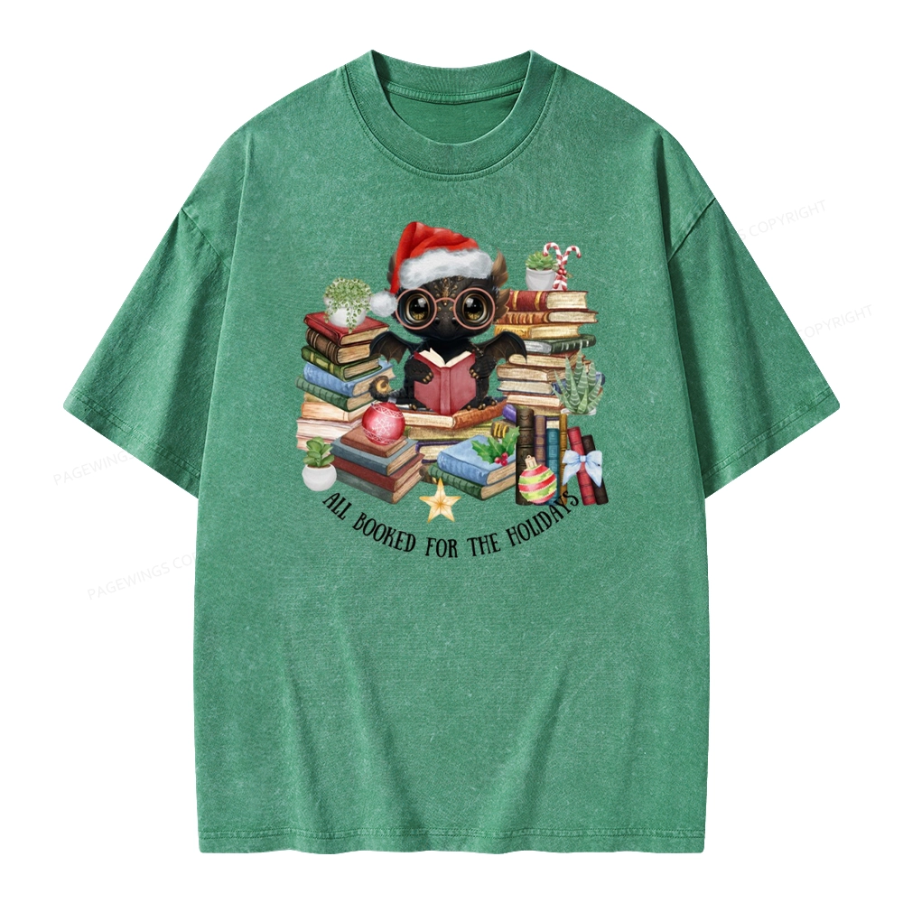Pagewings Christmas Dragon Reader Unisex Washed T-shirt