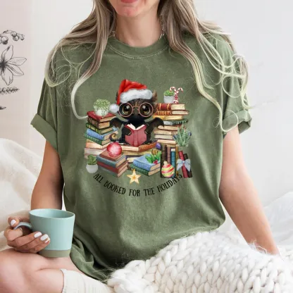 Pagewings Christmas Dragon Reader Unisex Washed T-shirt