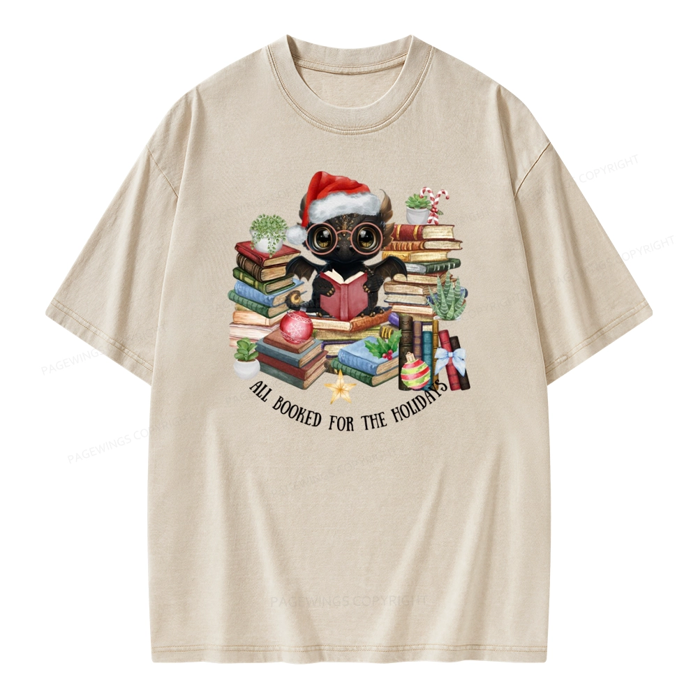 Pagewings Christmas Dragon Reader Unisex Washed T-shirt