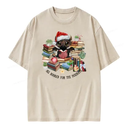 Pagewings Christmas Dragon Reader Unisex Washed T-shirt
