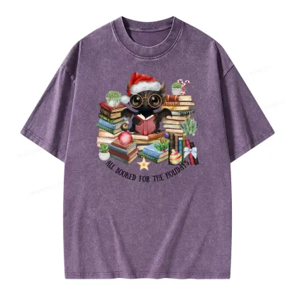 Pagewings Christmas Dragon Reader Unisex Washed T-shirt