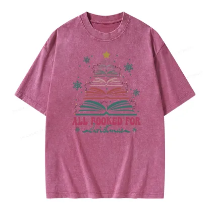 Pagewings All Booked For Christmas Unisex Washed T-shirt