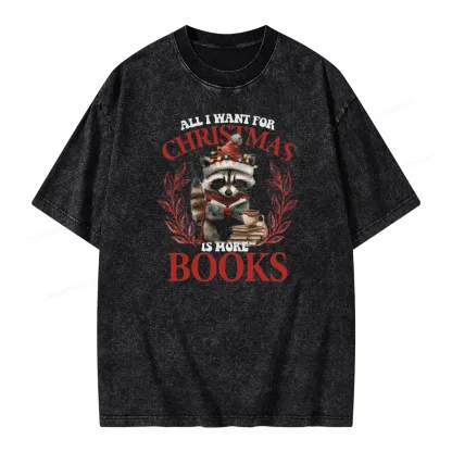 Pagewings All I Want For Christmas Is More Books Unisex Washed T-shirt