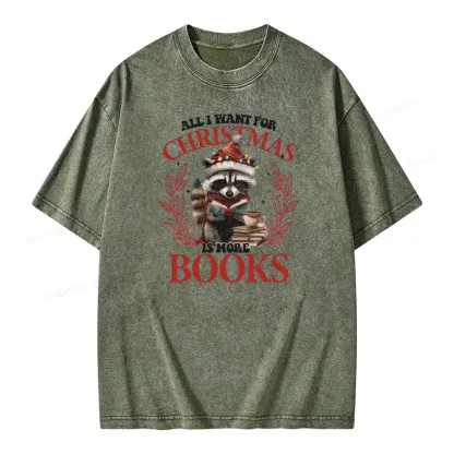 Pagewings All I Want For Christmas Is More Books Unisex Washed T-shirt