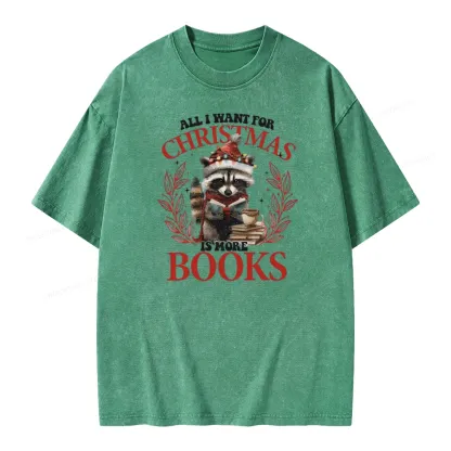 Pagewings All I Want For Christmas Is More Books Unisex Washed T-shirt
