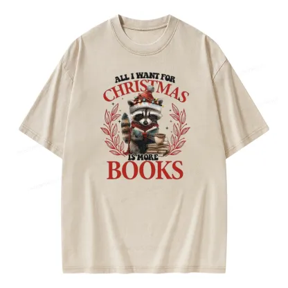 Pagewings All I Want For Christmas Is More Books Unisex Washed T-shirt