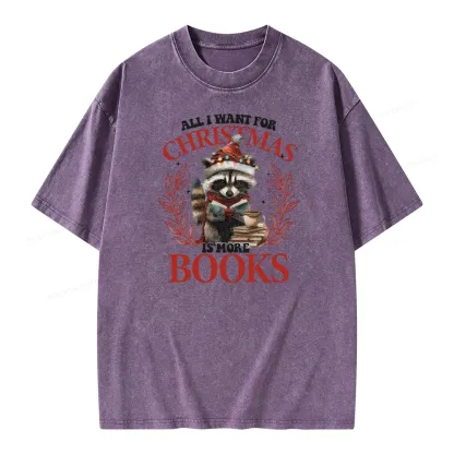 Pagewings All I Want For Christmas Is More Books Unisex Washed T-shirt