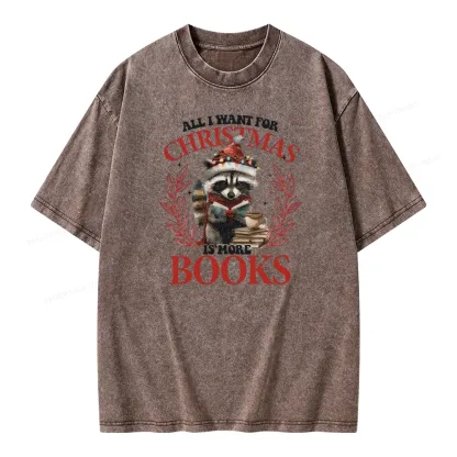 Pagewings All I Want For Christmas Is More Books Unisex Washed T-shirt
