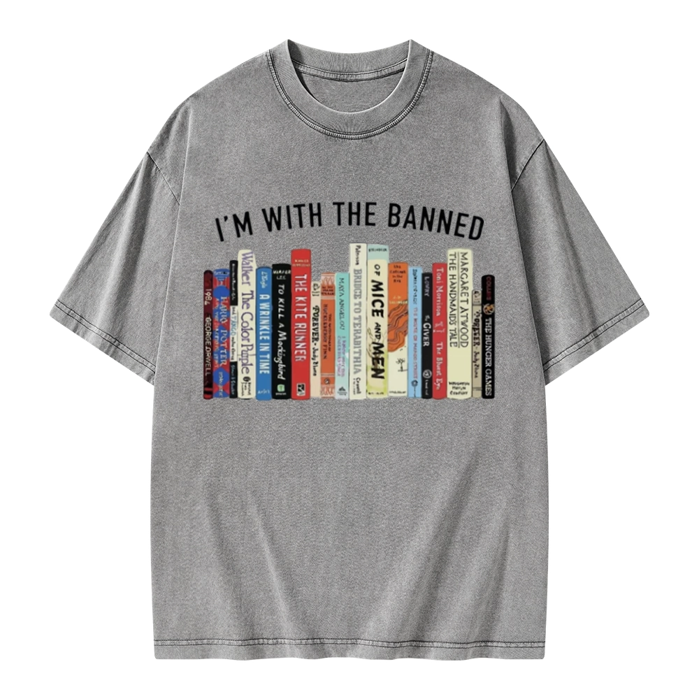 Pagewings I'm With The Banned Reading Unisex Washed T-shirt