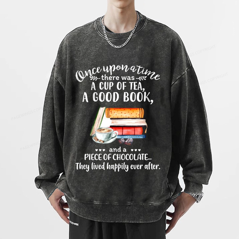 Pagewings Books And Chocolate Unisex Washed Sweatshirt