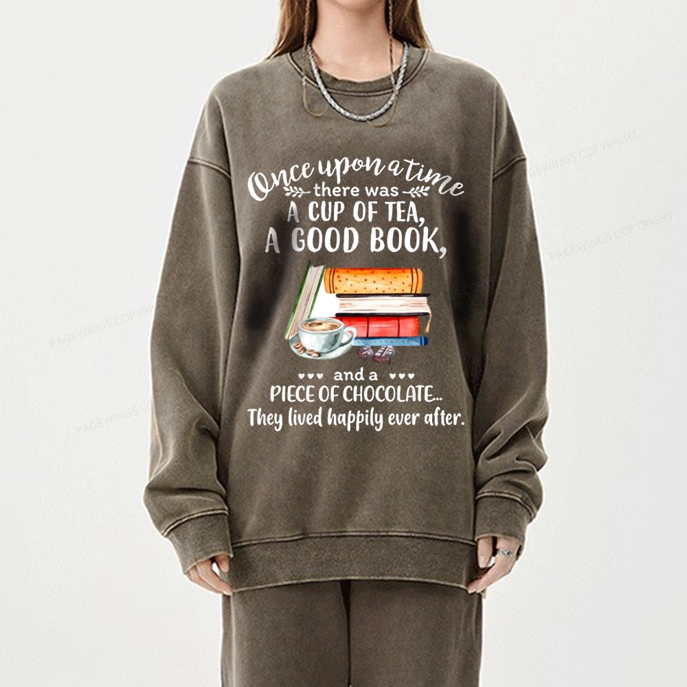Pagewings Books And Chocolate Unisex Washed Sweatshirt