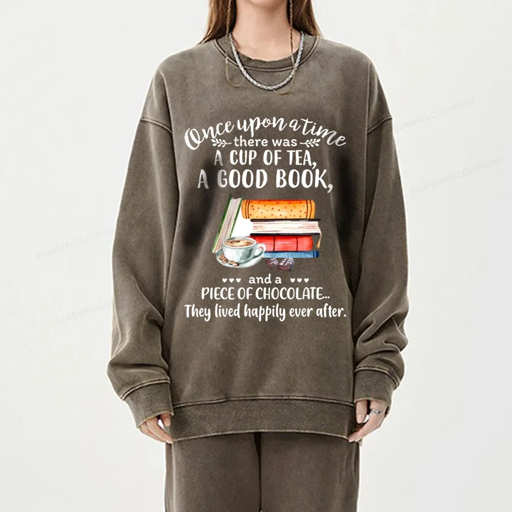 Pagewings Books And Chocolate Unisex Washed Sweatshirt