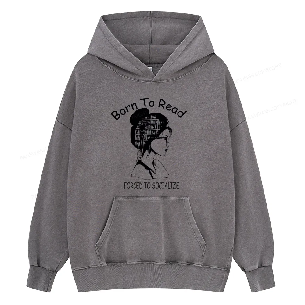 Pagewings Born To Read Unisex Washed Hoodie