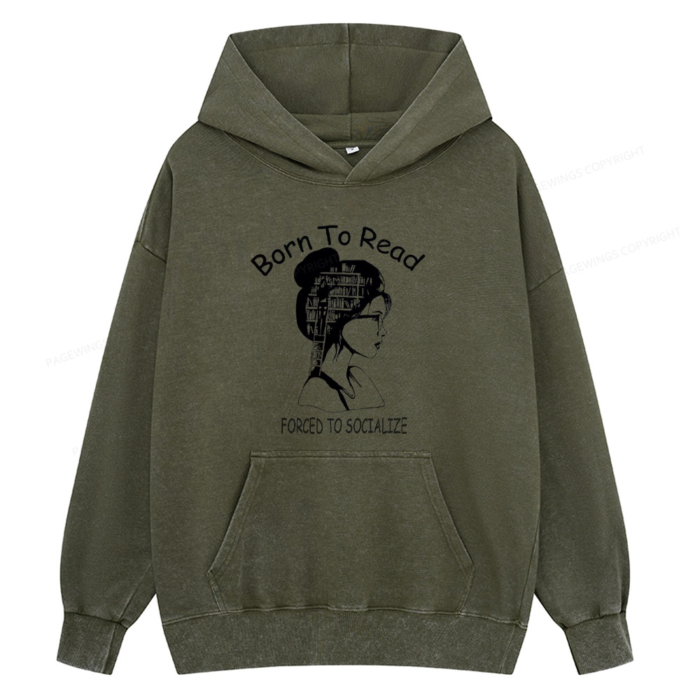 Pagewings Born To Read Unisex Washed Hoodie