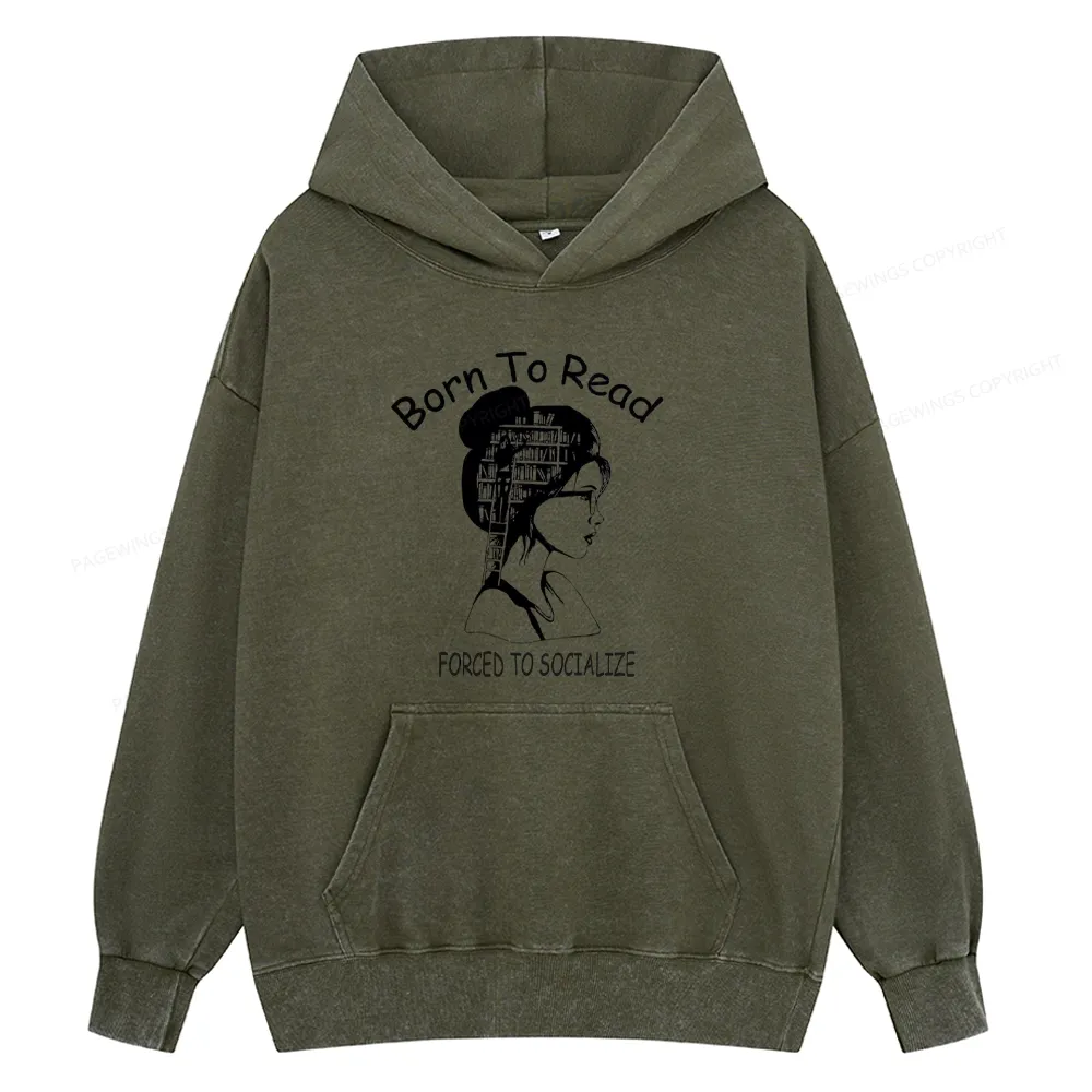 Pagewings Born To Read Unisex Washed Hoodie