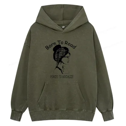 Pagewings Born To Read Unisex Washed Hoodie
