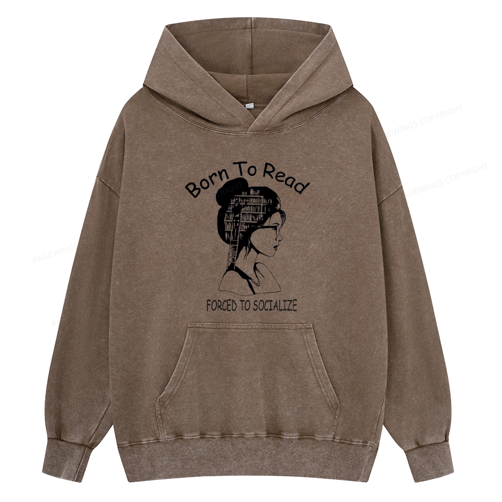 Pagewings Born To Read Unisex Washed Hoodie