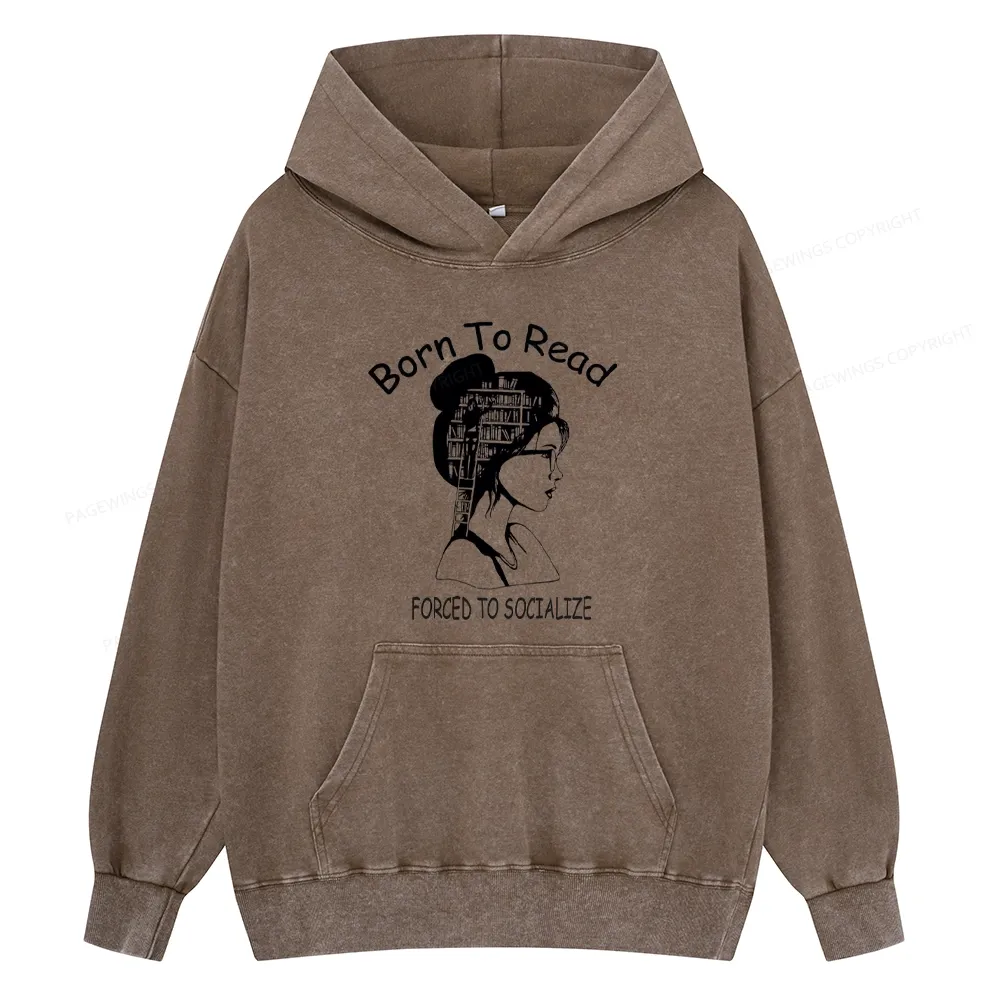Pagewings Born To Read Unisex Washed Hoodie