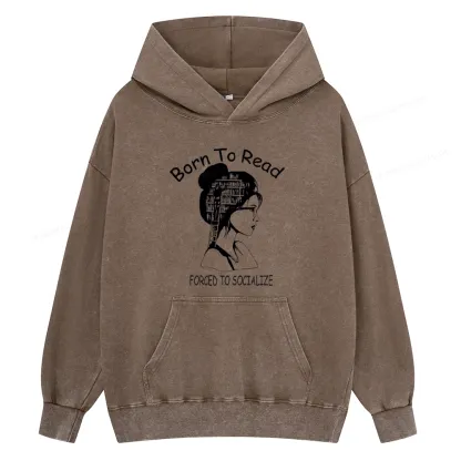 Pagewings Born To Read Unisex Washed Hoodie