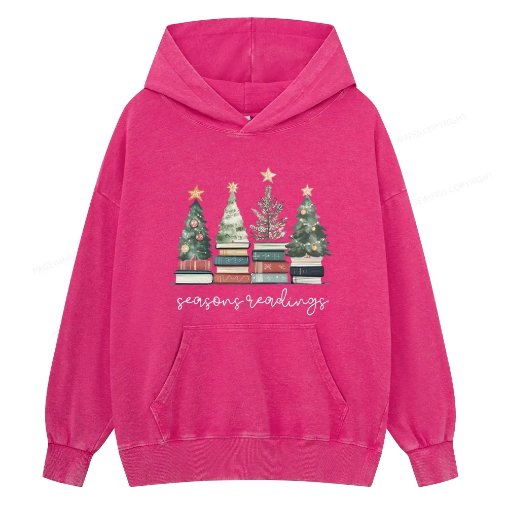 Pagewings Bookish Christmas Unisex Washed Hoodie