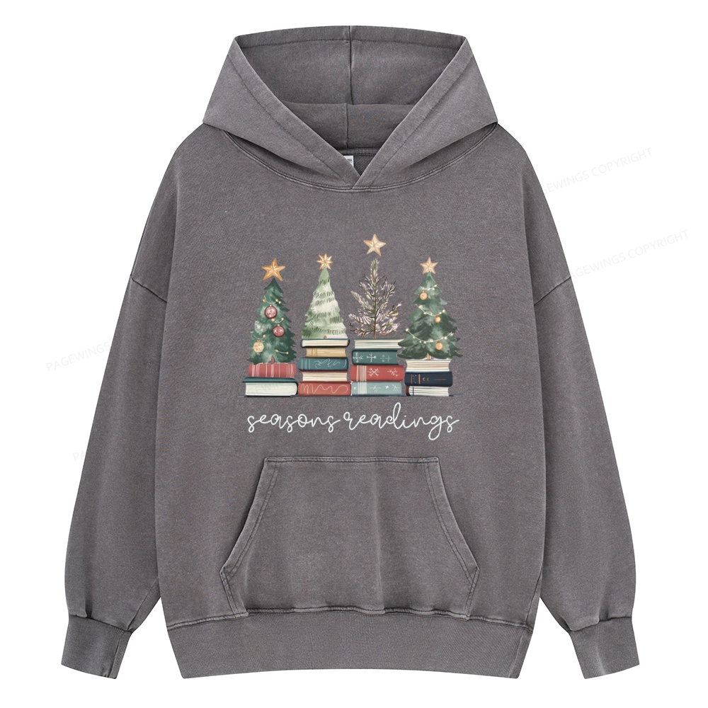 Pagewings Bookish Christmas Unisex Washed Hoodie