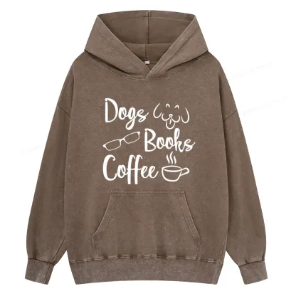 Pagewings Dogs Books Coffee Unisex Washed Hoodie