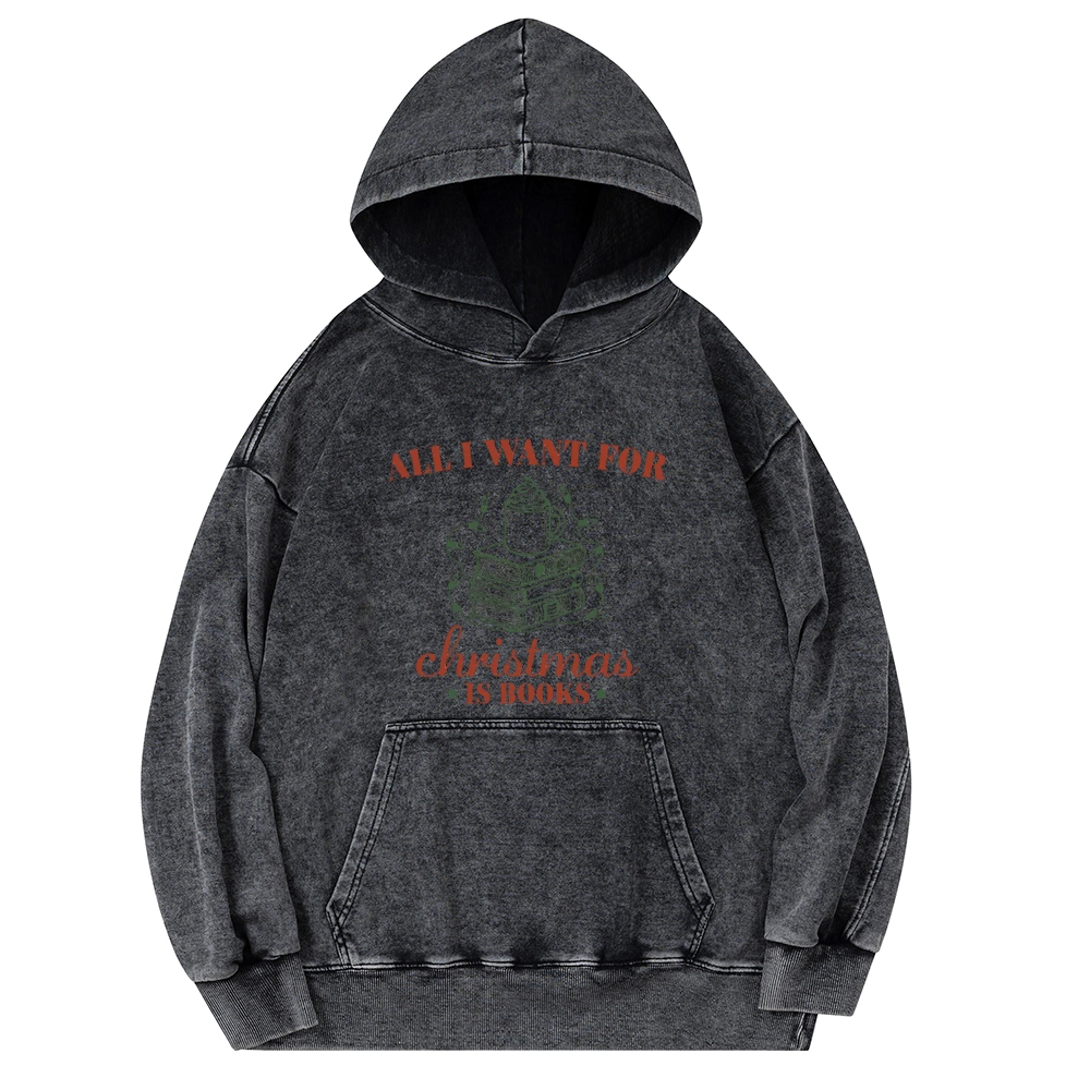 Pagewings All I Want For Christmas Is Books Unisex Washed Hoodie