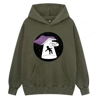 Pagewings Take Me Away Unisex Washed Hoodie